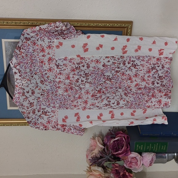Bohemian Floral Print Top Size Large Cottagecore Feminine Western Casual - Picture 6 of 7